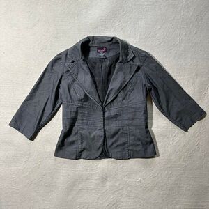 Flirtatious Women's Small Dark Grey Blazer Top with Hook & Eye Closure